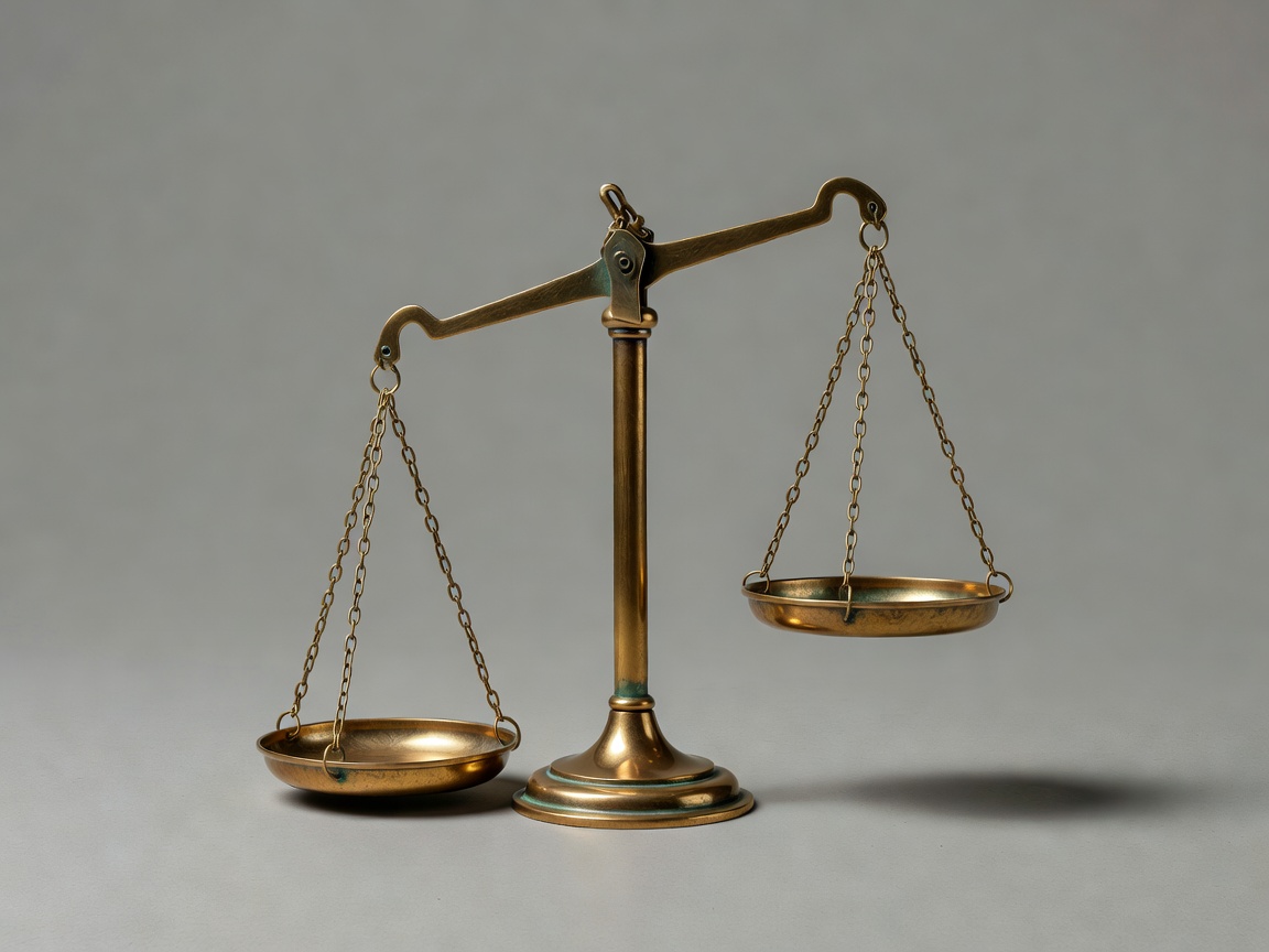 3D render of a balance scale weighing two choices